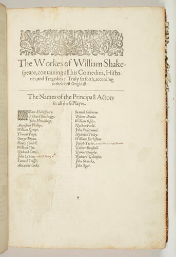 Comedies, histories and tragedies, published according to the true originall copies / William Shakespeare Comedies, histories and tragedies, published according to the true originall copies / William Shakespeare