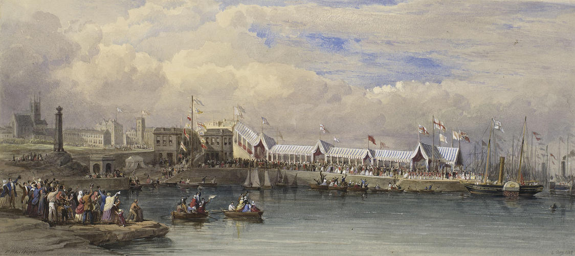 Queen Victoria and Prince Albert landing at Kingstown Harbour, Dublin, 6 August 1849