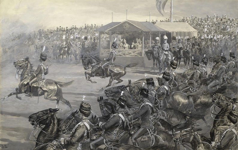Visit of the French President, M. Loubet: Review of the 18th Hussars, Aldershot, 8th July 1903