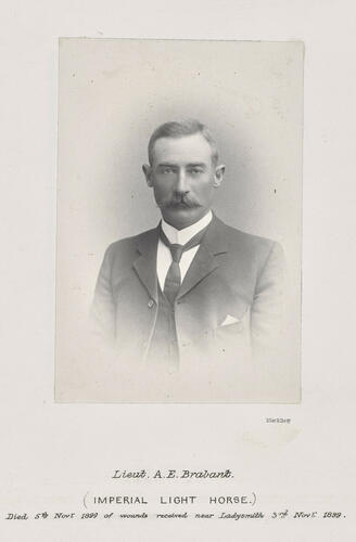 Lieutenant AE Brabant (Imperial Light Horse) died of 5th November 1899 of wounds received near Ladysmith, 3rd Novr 1899: Anglo-Boer War, 1900