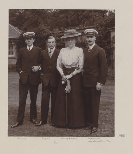 Princess Victoria Eugenie of Battenberg with her brothers, Alexander, Leopold and Maurice of Battenberg