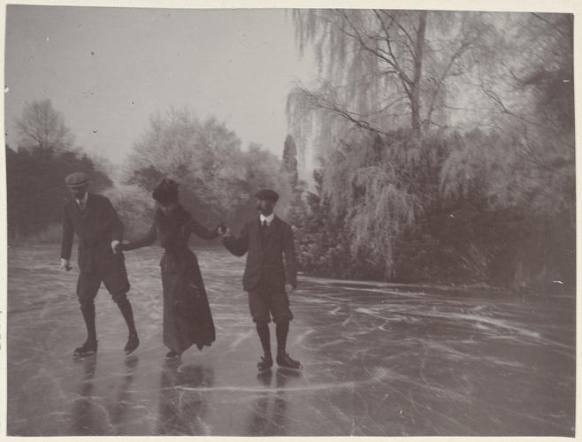Photograph of the Princess of Wales skating at Sandringham, 5 January 1908