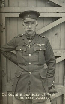 Master: Page 46 of Queen Mary's Album, vol. 17 (June 1913 - 2nd July 1916)
Item: Lt. Col. H. H. The Duke of Teck; 1st Life Guards