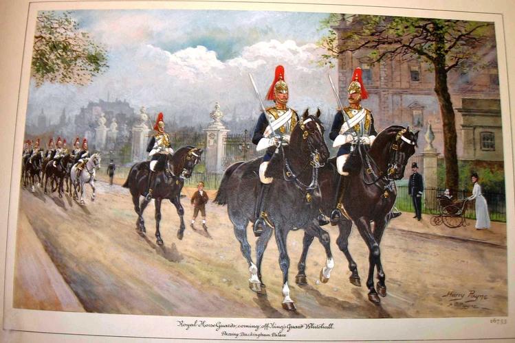 The Royal Horse Guards returning to barracks from duty at Buckingham Palace
