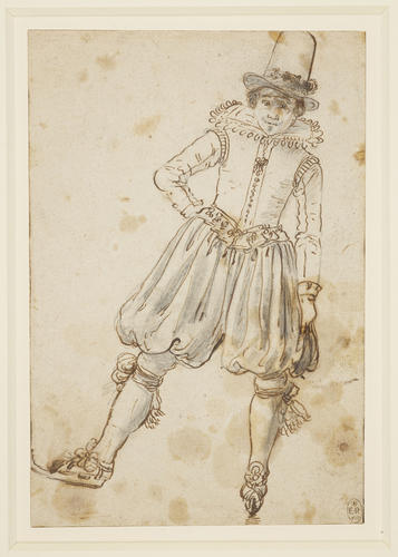 An elegantly dressed youth skating An elegantly dressed youth skating