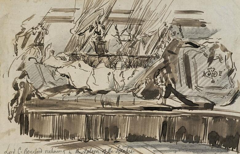 Lord Charles Beresford reading on board HMS Serapis Lord Charles Beresford reading on board HMS Serapis