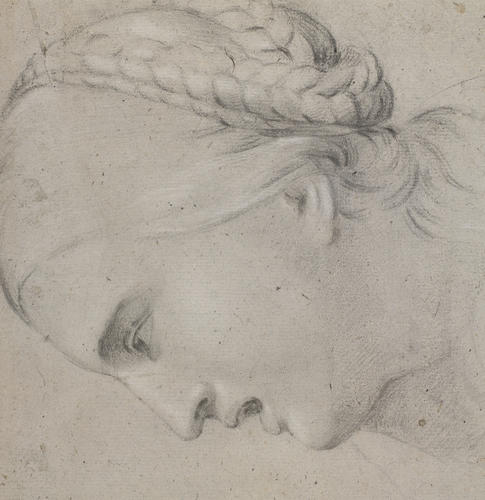 Recto: A female head in profile. Verso: A tonsured male head Recto: A female head in profile. Verso: A tonsured male head