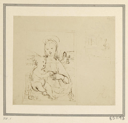 The Virgin and Child, and study of a landscape