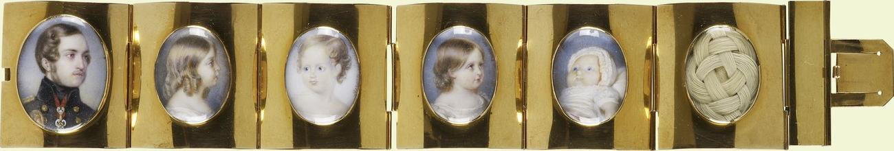 Bracelet with miniatures of Prince Albert, Victoria, Princess Royal, Albert Edward, Prince of Wales, Princess Alice and Prince Alfred