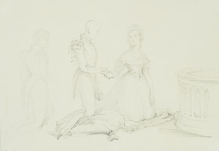 Queen Victoria and Prince Albert kneeling before the altar rails