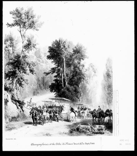 Royal visit to Louis-Philippe: changing horses at the Abre des Princes, 6 September 1843