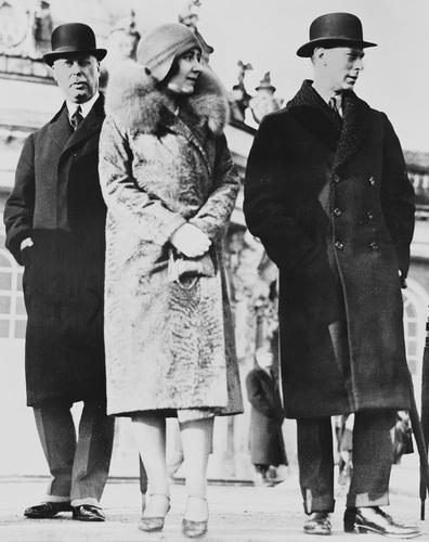 The Duke and Duchess of York with Sir Horace Rumbold, Sans Souci, Potsdam The Duke and Duchess of York with Sir Horace Rumbold, Sans Souci, Potsdam