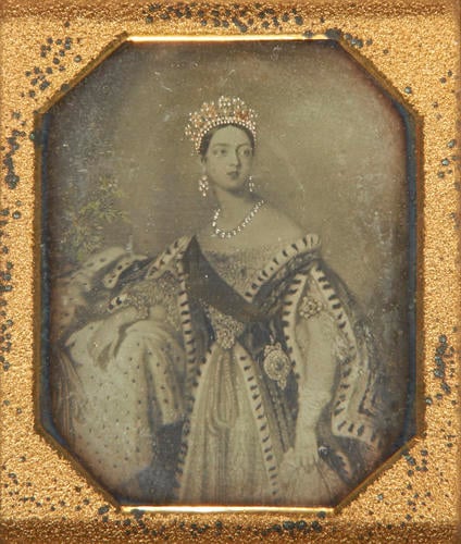 Queen Victoria wearing Coronation dress and crown