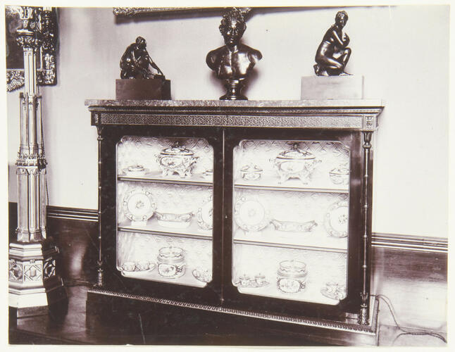 Bookcase with Sevres porcelain, Grand Corridor, Windsor Castle Bookcase with Sevres porcelain, Grand Corridor, Windsor Castle