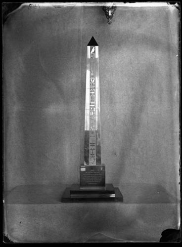 Glass plate negative of an obelisk Glass plate negative of an obelisk