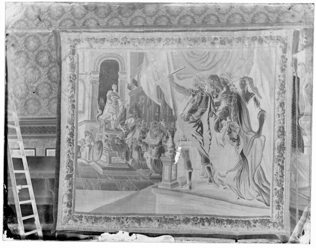 Glass plate negative of a tapestry