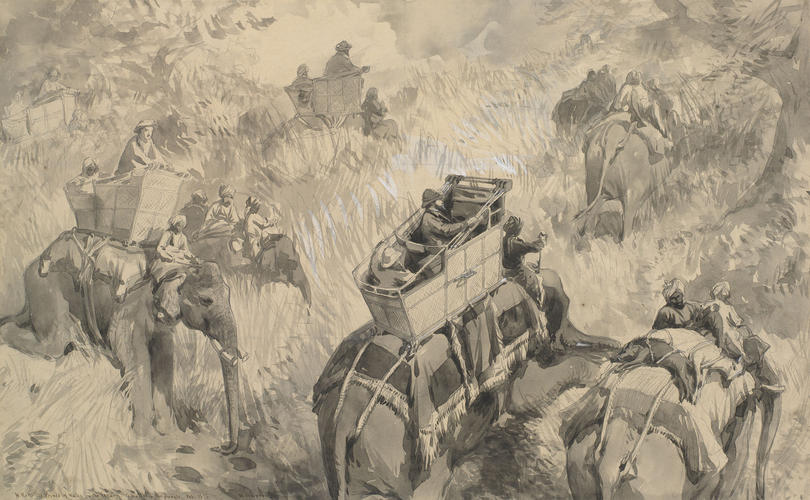 Visit of the Prince of Wales to India, Noveber 1875 - January 1876: Crossing a nullah in the Terai Visit of the Prince of Wales to India, Noveber 1875 - January 1876: Crossing a nullah in the Terai