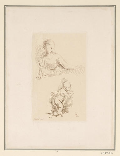 The Virgin lifting a veil, and the Infant Baptist The Virgin lifting a veil, and the Infant Baptist