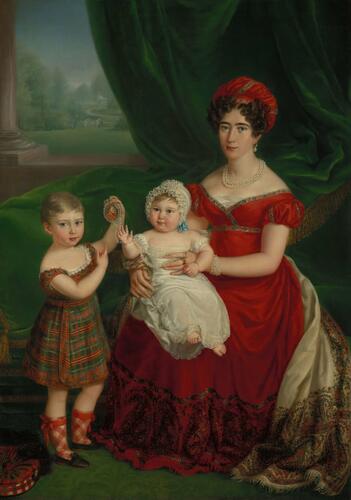 Augusta, Duchess of Cambridge (1797-1889) with Prince George (1819-1904) and Princess Augusta of Cambridge (1822-1916)