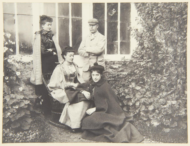 Lady Lilian Yorke, Miss Evelyn Pelly, Miss Constance Pelly, Sir John McNeill. Photographed in Colonsay, October 1892. [Album: Photographic Portraits, vol. 6/64 1888-1893]