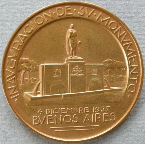 Argentina. Medal commemorating the inauguration of the monument to George Canning in Buenos Aires, 4 December 1937