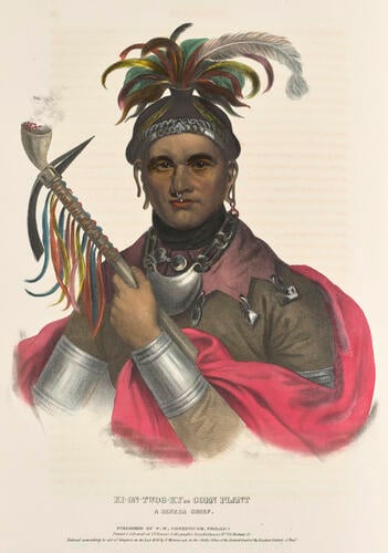 History of the Indian tribes of North America : with biographical sketches and anecdotes of the principal chiefs. Embellished with one hundred and twenty portraits from the Indian Gallery in the Department of War, at Washington ; v. 1 / by Thomas L. M'Kenney. . . and James Hall