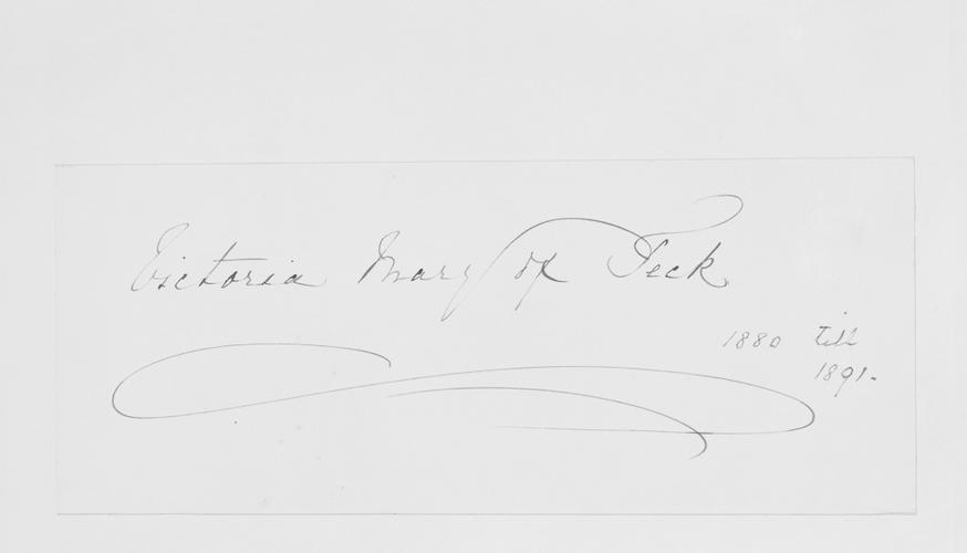 Signature of Queen Mary (1867-1953) when Princess Victoria Mary of Teck, 1880-91 Signature of Queen Mary (1867-1953) when Princess Victoria Mary of Teck, 1880-91