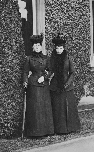 Queen Alexandra and Empress Marie of Russia in outdoor clothes, early 1900s
