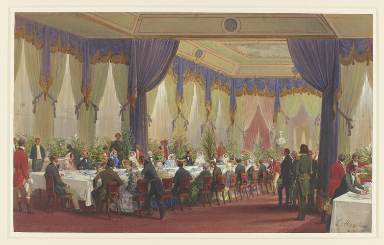 Queen Victoria and Prince Albert lunching with the Emperor and Empress of the French at the Crystal Palace, Sydenham
