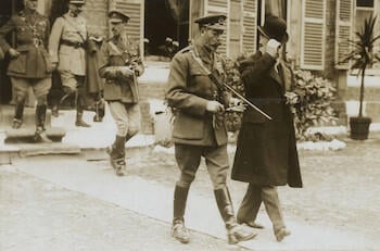 Master: Page 34 of Queen Mary's Album, volume 18, 20 June 1916 to 20 September 1918
Item: King George V and President Poincaire, Abbeville Master: Page 34 of Queen Mary's Album, volume 18, 20 June 1916 to 20 September 1918
Item: King George V and President Poincaire, Abbeville