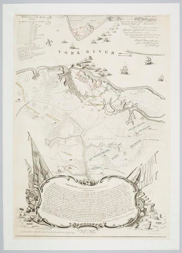 Map of the siege of Yorktown, 1781 (Yorktown, Virginia, USA) 37°14'19 Map of the siege of Yorktown, 1781 (Yorktown, Virginia, USA) 37°14'19