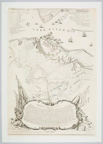 Map of the siege of Yorktown, 1781 (Yorktown, Virginia, USA) 37?14'19