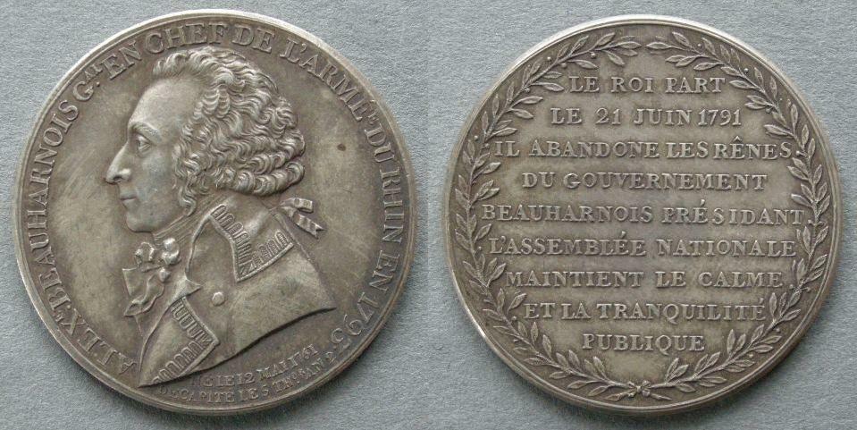France. Medal commemorating the execution of General Alexandre Beauharnais, 1794 France. Medal commemorating the execution of General Alexandre Beauharnais, 1794