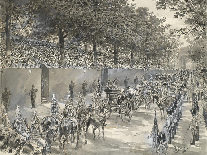 The Diamond Jubilee: the Queen and the schoolchildren on Constitution Hill, 23 June 1897 The Diamond Jubilee: the Queen and the schoolchildren on Constitution Hill, 23 June 1897