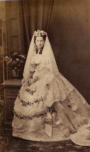 Princess Alexandra in her wedding dress
