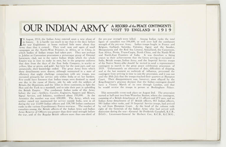 Our Indian Army : a record of the Peace Contingent's visit to England, 1919 / illustrated by W. Luker