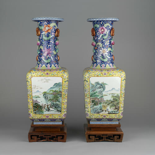 Pair of vases and stands
