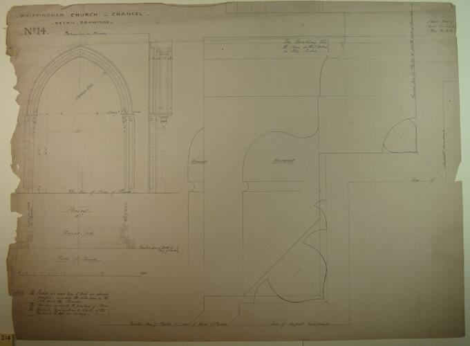 St Mildred's church, Whippingham: chancel detail drawing no. 14 St Mildred's church, Whippingham: chancel detail drawing no. 14