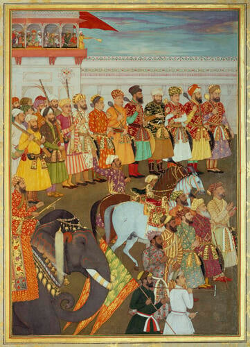 Master: Padshahnamah ?????????? (The Book of Emperors) ??
Item: Shah-Jahan receives his three eldest sons and Asaf Khan during his accession ceremonies (8 March 1628)