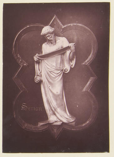 A bas-relief of the Apostle Simon: Albert Memorial Chapel, Windsor