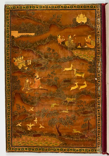 Master: Album containing specimens of Persian calligraphy and Mughal paintings.Item: Mughal Album bindings