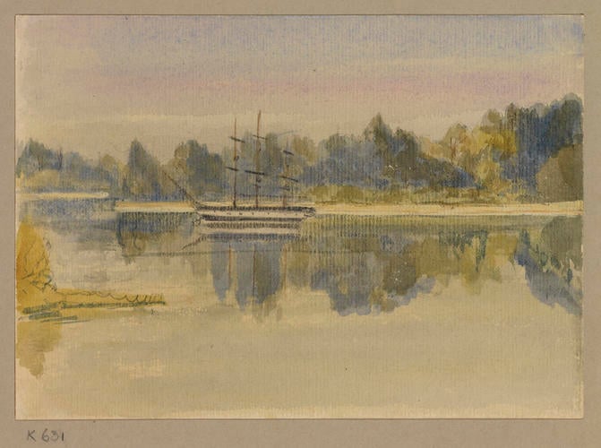 A ship on a lake