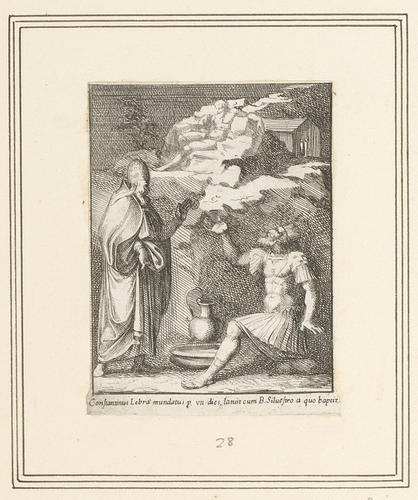 Master: A set of prints reproducing narrative scenes from the Sala di Costantino
Item: Constantine being cured of leprosy by Pope Sylvester I
