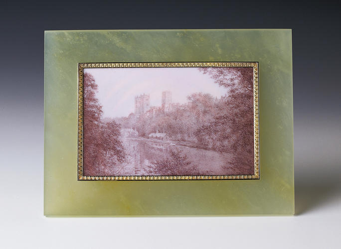 Frame with an enamelled view of Durham Cathedral