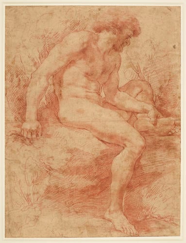 A seated male nude