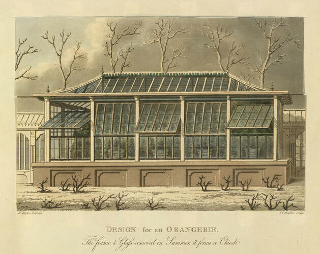 Item: DESIGN for an ORANGERIE. / The frame & Glass removed in Summer, it forms a Chiosck Item: DESIGN for an ORANGERIE. / The frame & Glass removed in Summer, it forms a Chiosck