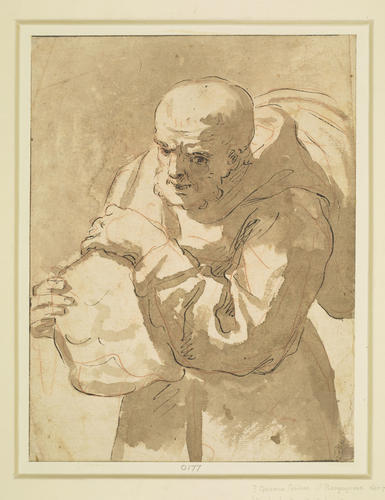 A monk carrying a bundle A monk carrying a bundle