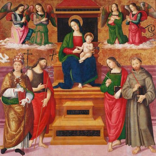 The Virgin and Child enthroned with Saints Gregory, John the Baptist, John the Evangelist and Francis
