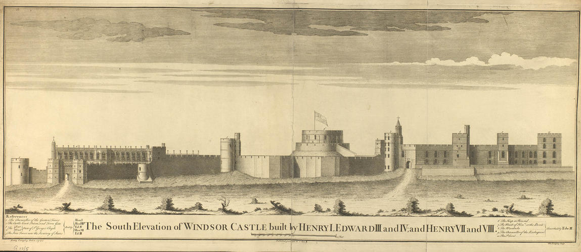 The South Elevation of Windsor Castle built by Henry I, Edward III & IV; and Henry VII & VIII The South Elevation of Windsor Castle built by Henry I, Edward III & IV; and Henry VII & VIII