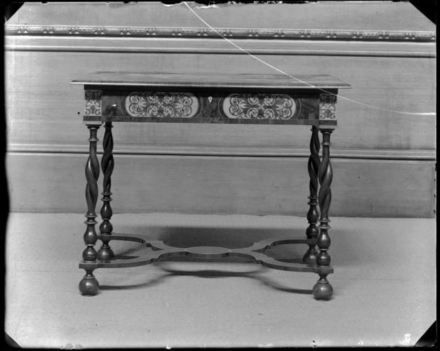 Glass plate negative of a table